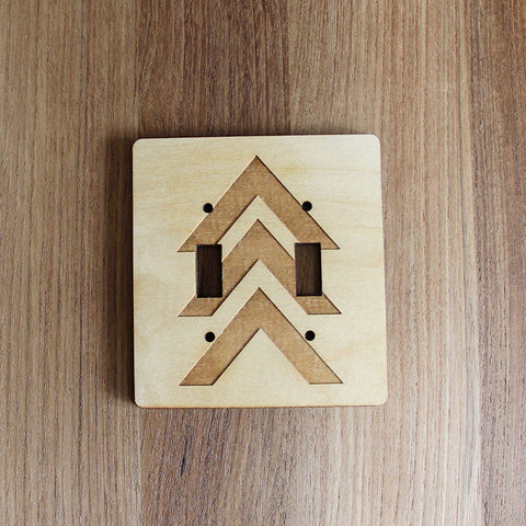 Wood Laser Cut Chevron Light Switch Plate (double switch)