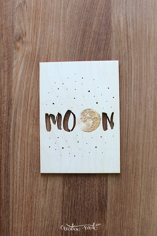 Moon and Stars Laser Cut Wood Art