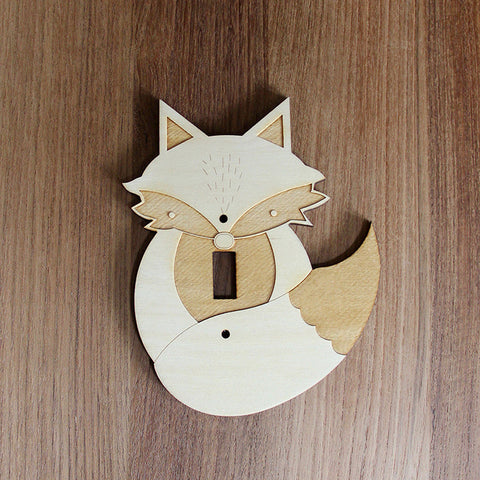 Wood Laser Cut Fox Light Switch Plate (single switch)