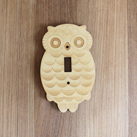 Wood Laser Cut Owl Light Switch Plate (single switch)