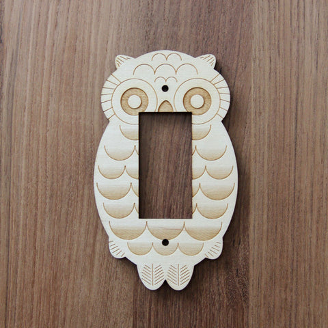 Wood Laser Cut Owl Light Switch Plate (rocker)